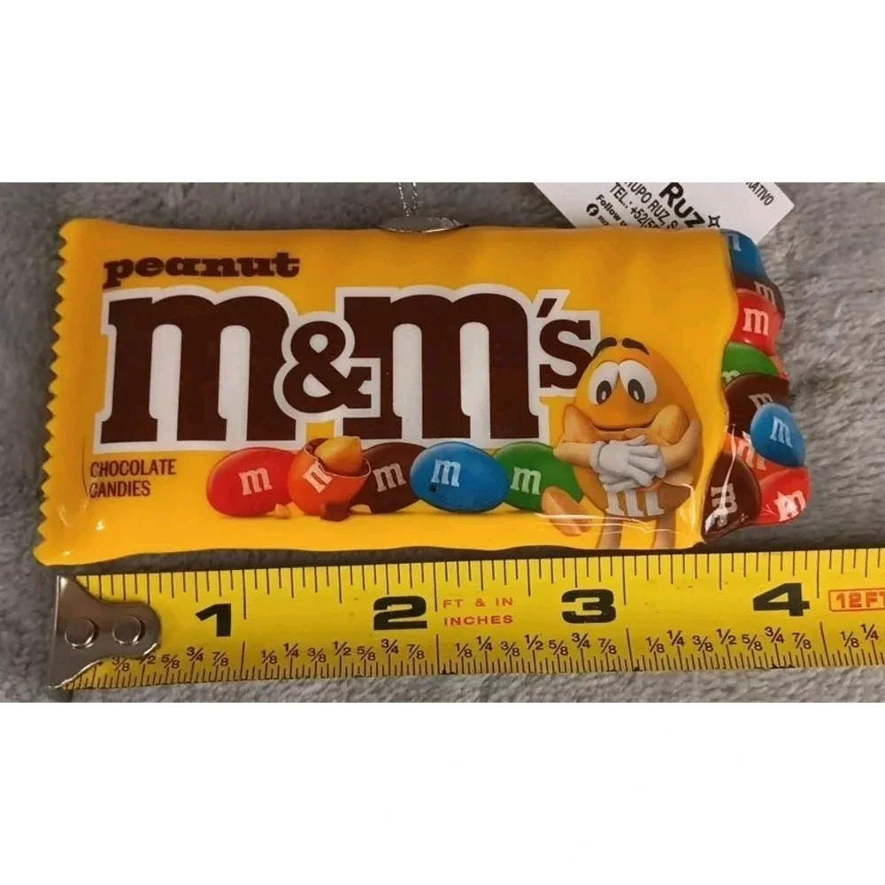 M&M's Peanut Candy Ornament Plastic Yellow Bag‎ Wrapper Christmas 4